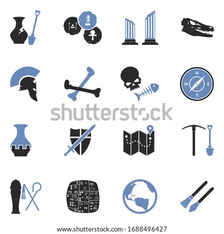 Archeology Icons. Two Tone Flat Design. Vector Illustration.