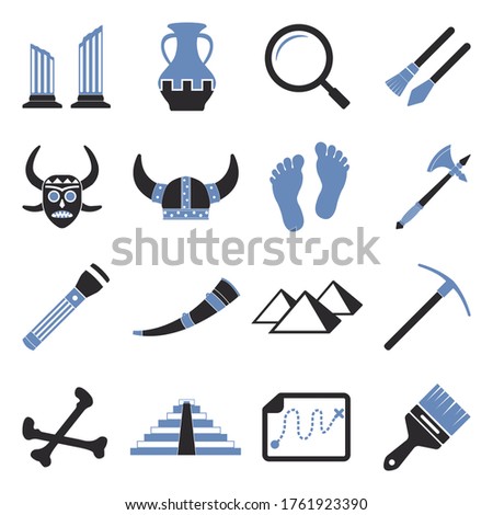 Archeology Icons. Two Tone Flat Design. Vector Illustration.