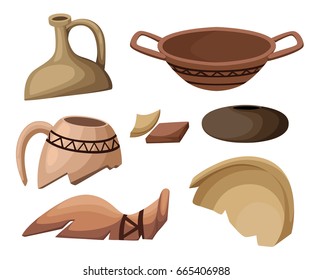 Archeology and paleontology concept archaeological excavation Web site page and mobile app design vector element. ancient history achaeologists unearth ancient artifacts vector illustration.