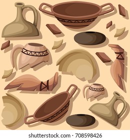 Archeology and paleontology concept archaeological excavation Web site page and mobile app design vector element. ancient history achaeologists unearth ancient artifacts vector illustration.