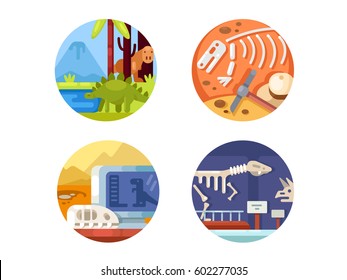 Archeology set of icons.