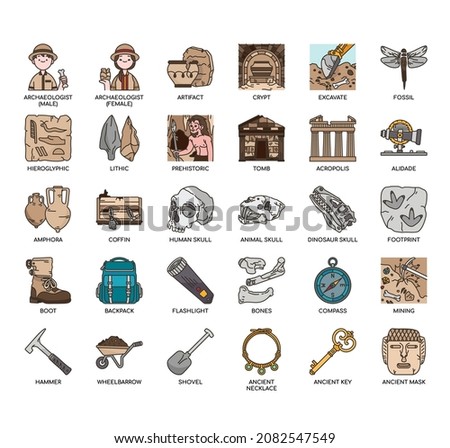 Archeology , Thin Line and Pixel Perfect Icons