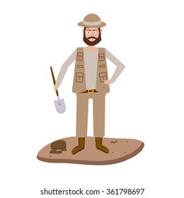 Archeology vector illustrations. Archeology vector symbols. Archaeologist , map, magnifier, compass, shovel, pick,  vector symbols. Eps10 illustrations.  vector image excavations
