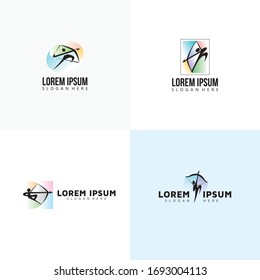 Archer Abstract Logos Black and White with colorful ornament