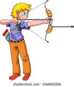 archer aiming bow at target