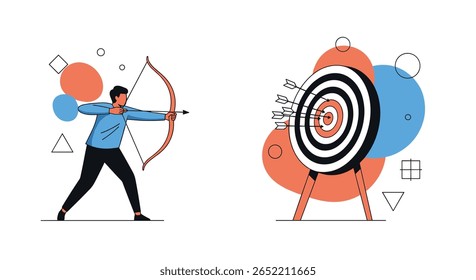 Archer Aponta Cuidadosamente Para Um Alvo Demonstrando Precisão E Foco Para Um Tiro Bem Sucedido