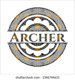 Archer arabic badge background. Arabesque decoration.