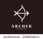 Archer Arrow Archery Bow Arrowhead Simple Line Elegant Luxury Icon Vector Logo Design