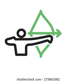 Archer, arrow, bow, target, shoot icon vector image. Can also be used for sports, fitness, recreation. Suitable for web apps, mobile apps and print media.