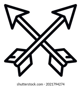 Icono de flechas de arco. Icono vectorial de flechas de arco de esquema para diseño web aislado en fondo blanco