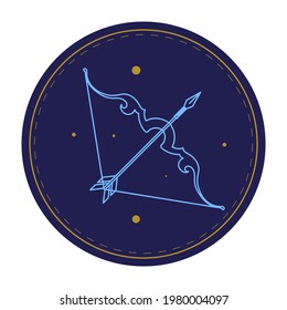 Archer astrological sign of sagittarius, isolated horoscope sign depicting stars and constellation. Astronomy and zodiac icon with bow and arrows, esoteric traits and prediction. Vector in flat style svg