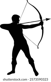 A archer bow vector black silhouette