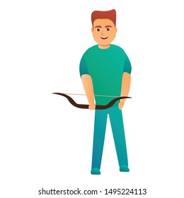 Archer boy icon. Cartoon of archer boy vector icon for web design isolated on white background