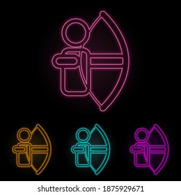 Archer Farbe Neon Set. Einfache dünne Linie, Umrissvektor von Web-Icons für i und ux, Website oder mobile Anwendung