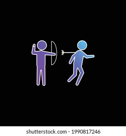 Archer Criminal Hurting A Person For His Back With An Arrow Of An Arch blue gradient vector icon