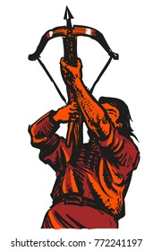 Archer, crossbow, medieval warrior, vector, illustration