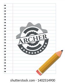 Archer draw with pencil effect. Vector Illustration. Detailed.