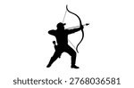 Archer drawing back a bow preparing to release an arrow silhouette