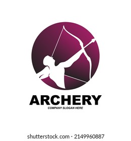 archer fighter logo design, arrow direction target, royal protector vector illustration