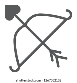 Archer glyph icon, cupid and love, bow and arrow sign, vector graphics, a solid pattern on a white background, eps 10.