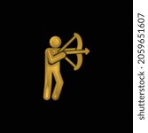 Archer gold plated metalic icon or logo vector