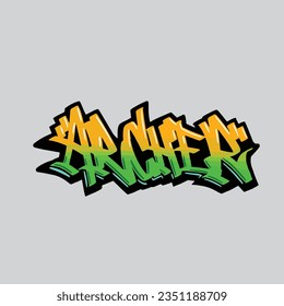 archer graffiti vector tagging letter word text street art