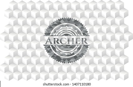 Archer grey emblem with cube white background