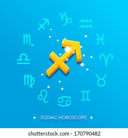 Archer horoscope sign on a blue background