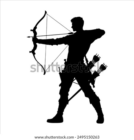 Archer hunter silhouette on white background. Hunter icon vector sign illustration design.
