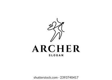 Archer Icon Design Logo Vector Template, simple outline archery logo design, minimalist logo, sports logo vector template