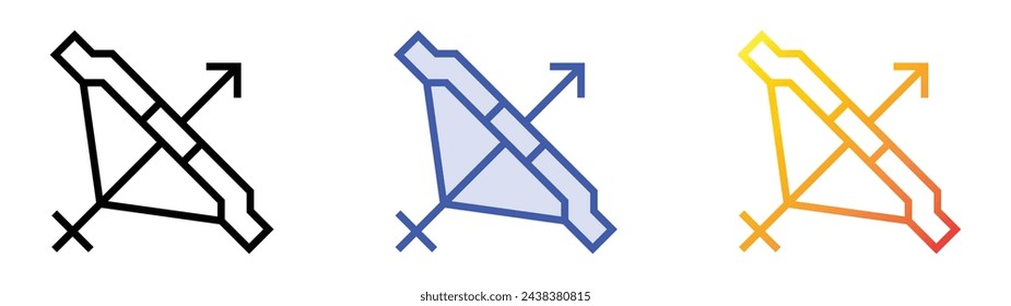 archer icon. Linear, Blue Fill and Gradient Style Design Isolated On White Background