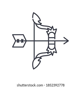 Icono de arquero, ilustración lineal aislada, vector de línea delgada, signo de diseño web, símbolo de concepto de contorno con trazo editable sobre fondo blanco.