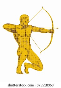 archer illustration, cartoon pixel image, white background