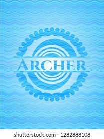 Archer light blue water wave emblem background.