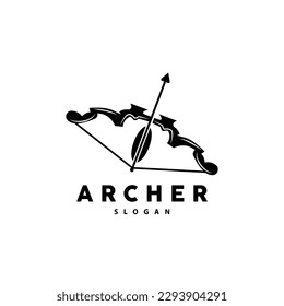 Archer Logo, Archery Arrow Vector, Elegant Simple Minimalist Design, Icon Symbol Illustration Template