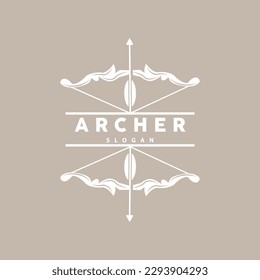 Archer Logo, Archery Arrow Vector, Elegant Simple Minimalist Design, Icon Symbol Illustration Template