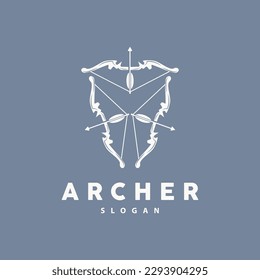 Archer Logo, Archery Arrow Vector, Elegant Simple Minimalist Design, Icon Symbol Illustration Template