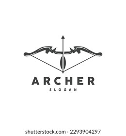 Archer Logo, Archery Arrow Vector, Elegant Simple Minimalist Design, Icon Symbol Illustration Template