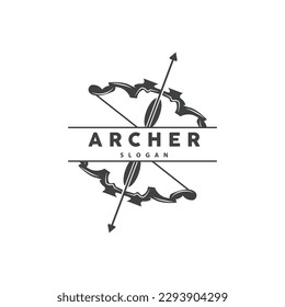 Archer Logo, Archery Arrow Vector, Elegant Simple Minimalist Design, Icon Symbol Illustration Template