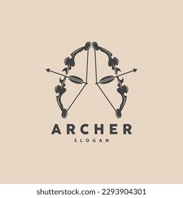 Archer Logo, Archery Arrow Vector, Elegant Simple Minimalist Design, Icon Symbol Illustration Template