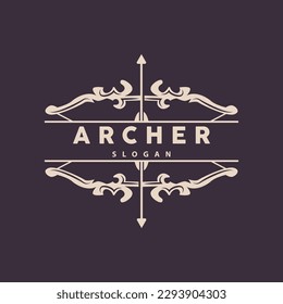 Logo de Archer, vector de flecha de tiro con arco, diseño minimalista simple elegante, plantilla de ilustración de símbolo de icono