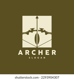 Archer Logo, Archery Arrow Vector, Elegant Simple Minimalist Design, Icon Symbol Illustration Template