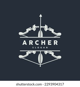 Archer Logo, Archery Arrow Vector, Elegant Simple Minimalist Design, Icon Symbol Illustration Template