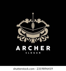 Archer Logo, Archery Arrow Vector, Elegant Simple Minimalist Design, Icon Symbol Illustration Template