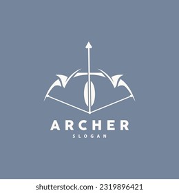 Archer Logo, Archery Arrow Vector, Elegant Simple Minimalist Design, Icon Symbol Illustration Template