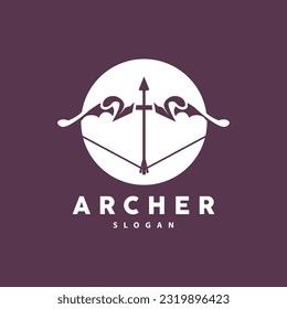 Archer Logo, Archery Arrow Vector, Elegant Simple Minimalist Design, Icon Symbol Illustration Template