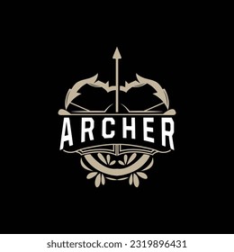 Archer Logo, Archery Arrow Vector, Elegant Simple Minimalist Design, Icon Symbol Illustration Template