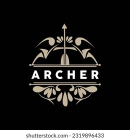 Archer Logo, Archery Arrow Vector, Elegant Simple Minimalist Design, Icon Symbol Illustration Template