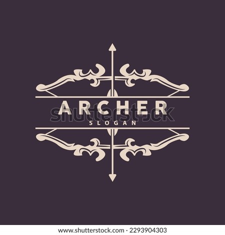 Archer Logo, Archery Arrow Vector, Elegant Simple Minimalist Design, Icon Symbol Illustration Template