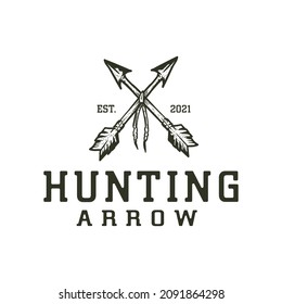 archer logo design, arrow tied with string vintage style outback, tribal, for hunting